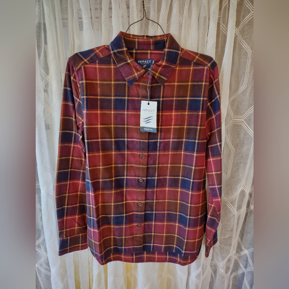 United By Blue, IMPACT Collection Women's Plaid Shirt in Red and Blue